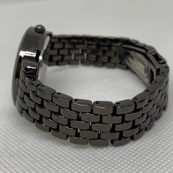 FMD women watch black tone crystals 34mm case quartz analog bracelet running - Picture 4 of 7